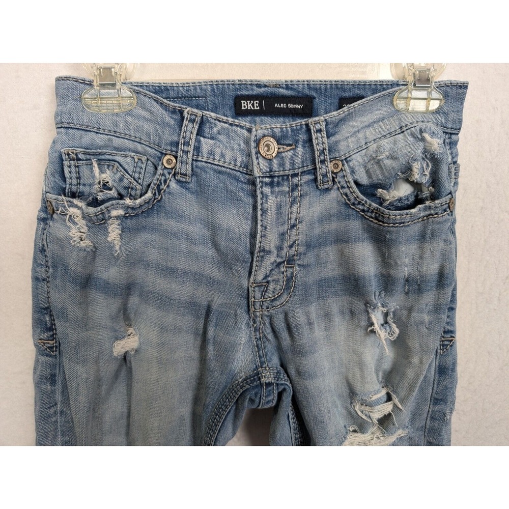 Bke Mens Jeans Size 28 x 30 Alec Skinny Distressed Cotton Blend Blue - Picture 6 of 16